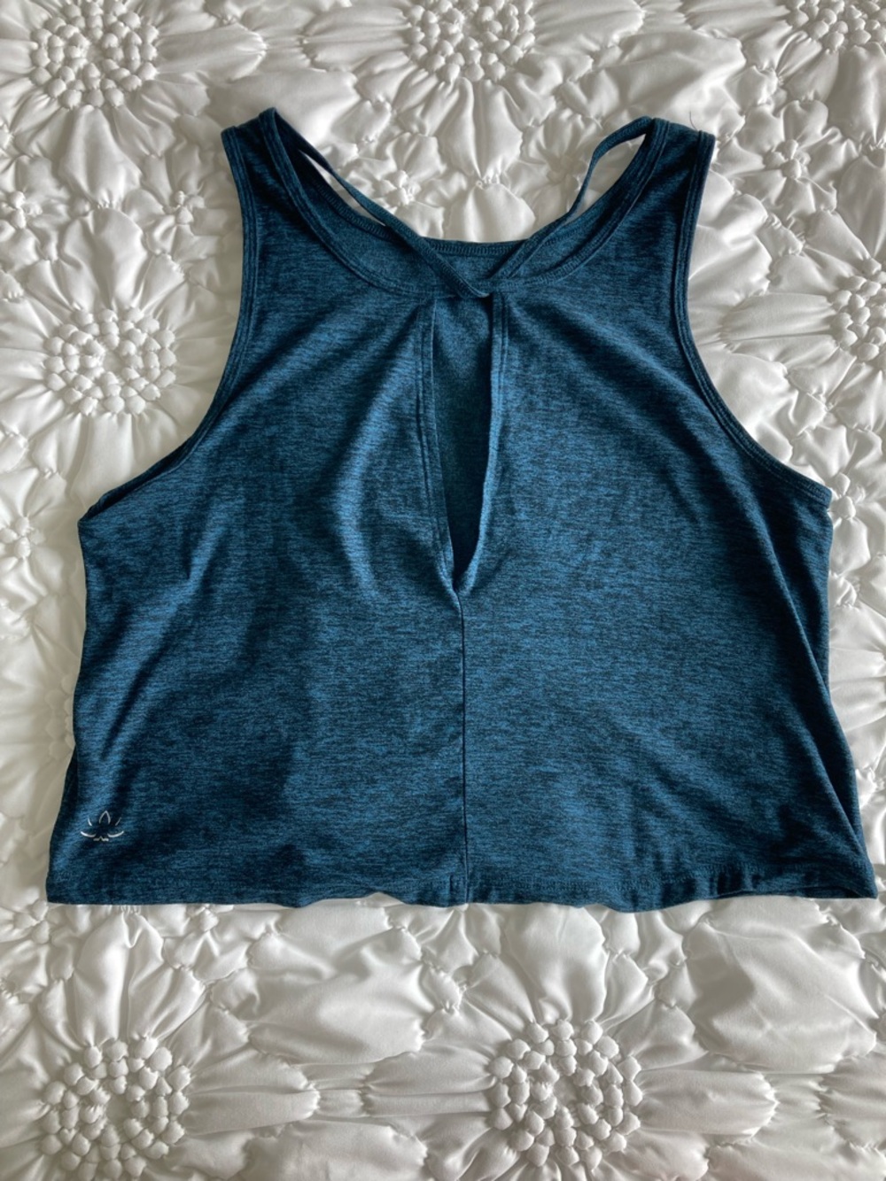Beyond yoga heathered Blue Athletic Cropped Tank Top